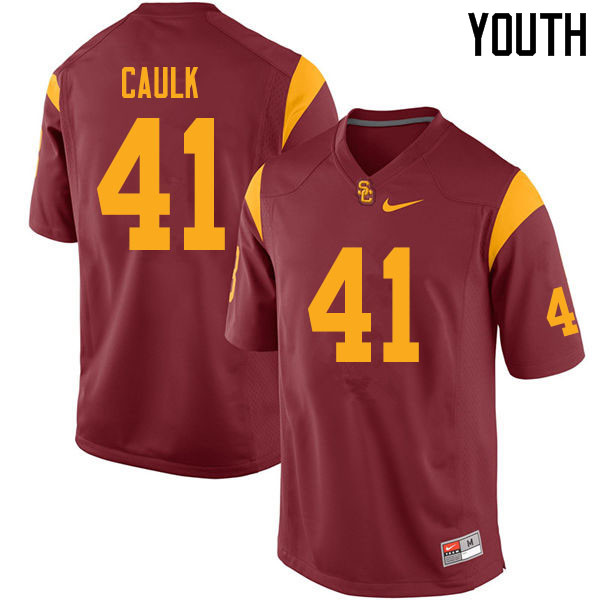Youth #41 Chris Caulk USC Trojans College Football Jerseys Sale-Cardinal